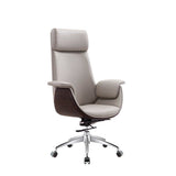 Modern Minimalist Desk Chair with Microfiber Leather Upholstery, Aluminum Alloy Frame, Cushioned Rectangular Wood-Grain Backrest, Adjustable for Home Office