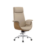 Modern Minimalist Desk Chair with Microfiber Leather Upholstery, Aluminum Alloy Frame, Cushioned Rectangular Wood-Grain Backrest, Adjustable for Home Office