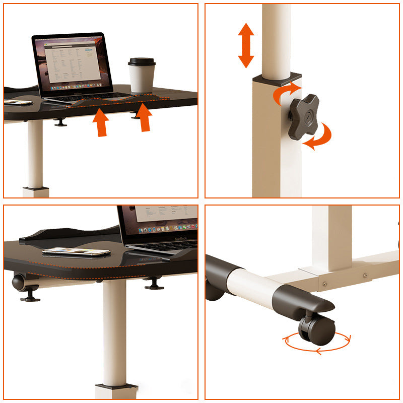 Modern Minimalist Rectangular Stainless Steel Desk with Liftable 4-Leg Frame for Home Office