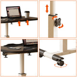 Modern Minimalist Rectangular Stainless Steel Desk with Liftable 4-Leg Frame for Home Office