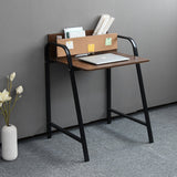 Modern Minimalist Rectangular Desk with Carbon Steel Frame and MDF Top, 4-Leg Home Office Desk