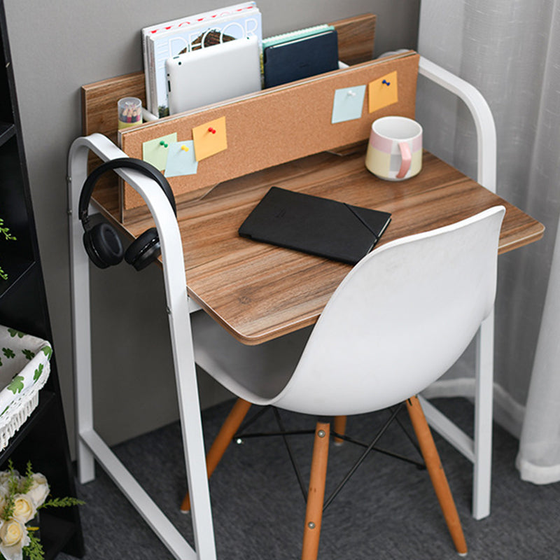 Modern Minimalist Rectangular Desk with Carbon Steel Frame and MDF Top, 4-Leg Home Office Desk