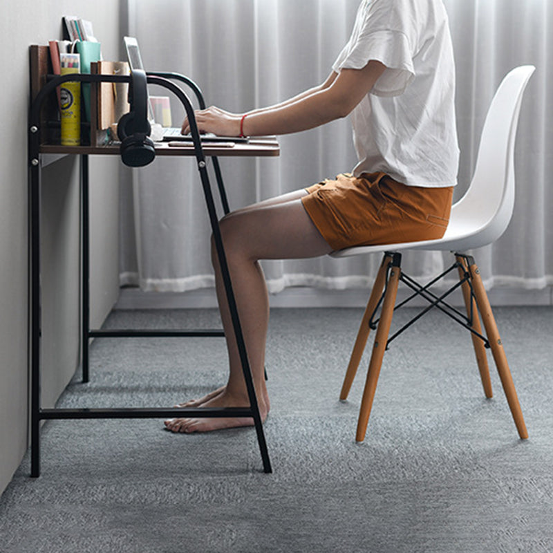 Modern Minimalist Rectangular Desk with Carbon Steel Frame and MDF Top, 4-Leg Home Office Desk