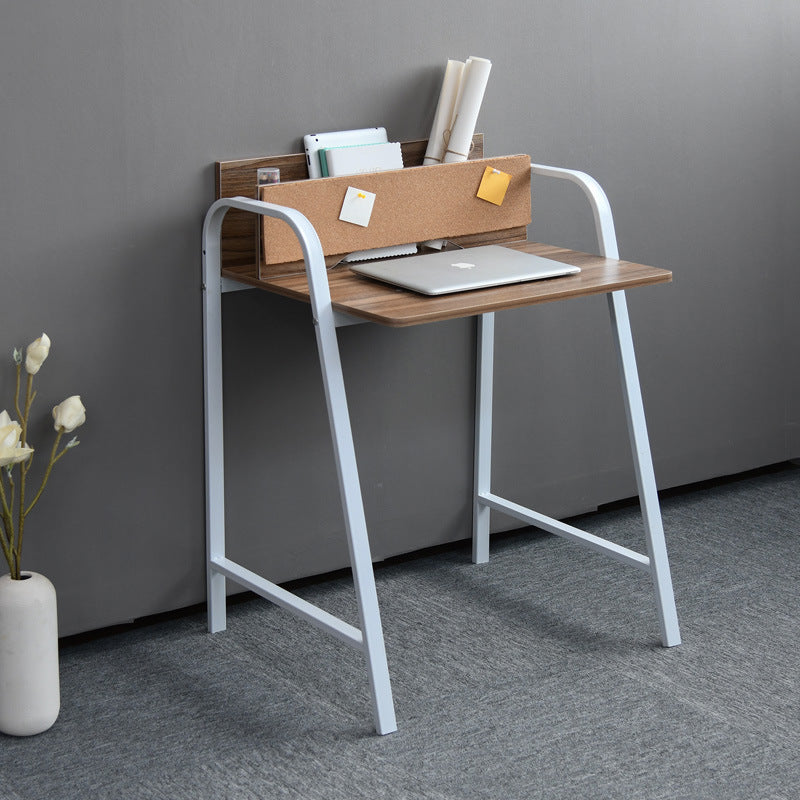 Modern Minimalist Rectangular Desk with Carbon Steel Frame and MDF Top, 4-Leg Home Office Desk