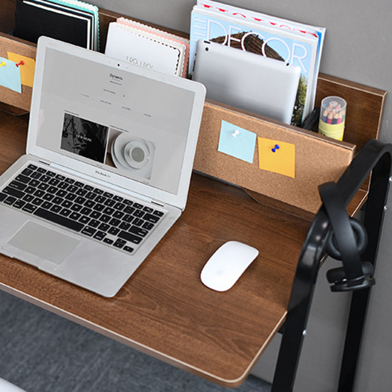 Modern Minimalist Rectangular Desk with Carbon Steel Frame and MDF Top, 4-Leg Home Office Desk