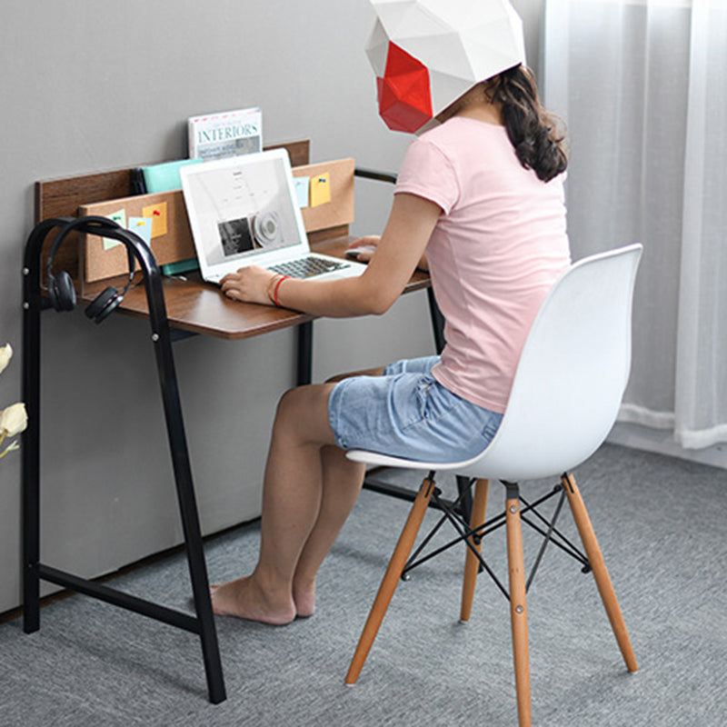Modern Minimalist Rectangular Desk with Carbon Steel Frame and MDF Top, 4-Leg Home Office Desk
