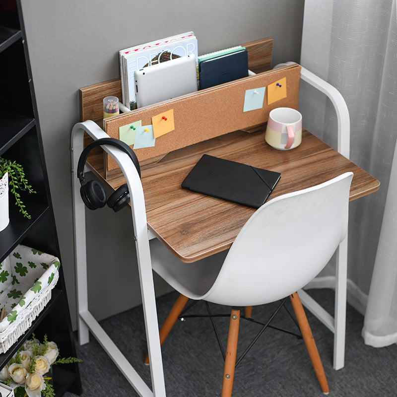 Modern Minimalist Rectangular Desk with Carbon Steel Frame and MDF Top, 4-Leg Home Office Desk