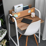 Modern Minimalist Rectangular Desk with Carbon Steel Frame and MDF Top, 4-Leg Home Office Desk