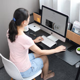 Modern Minimalist Rectangular Desk with Carbon Steel Frame and MDF Top, 4-Leg Home Office Desk
