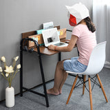 Modern Minimalist Rectangular Desk with Carbon Steel Frame and MDF Top, 4-Leg Home Office Desk