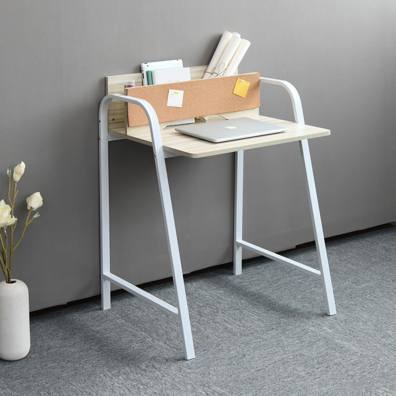 Modern Minimalist Rectangular Desk with Carbon Steel Frame and MDF Top, 4-Leg Home Office Desk