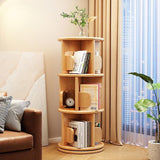 Modern Minimalist Solid Wood Round Cylinder Rotating Bookshelf – 2/3/4/5-Tier, Perfect for Home, Office, and Living Room