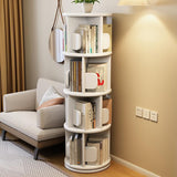 Modern Minimalist Solid Wood Round Cylinder Rotating Bookshelf – 2/3/4/5-Tier, Perfect for Home, Office, and Living Room