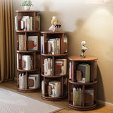 Modern Minimalist Solid Wood Round Cylinder Rotating Bookshelf – 2/3/4/5-Tier, Perfect for Home, Office, and Living Room