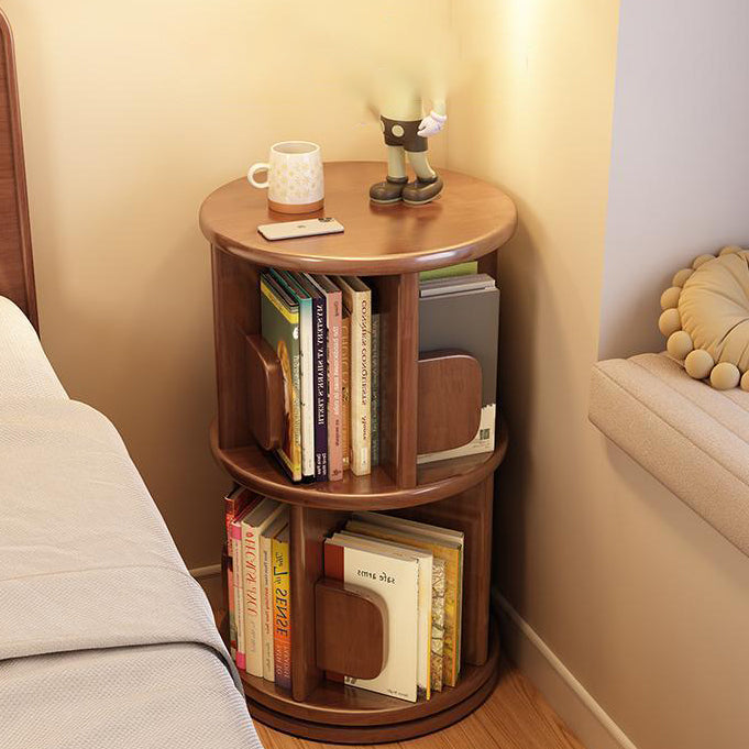 Modern Minimalist Solid Wood Round Cylinder Rotating Bookshelf – 2/3/4/5-Tier, Perfect for Home, Office, and Living Room