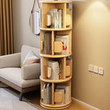 Modern Minimalist Solid Wood Round Cylinder Rotating Bookshelf – 2/3/4/5-Tier, Perfect for Home, Office, and Living Room