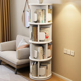 Modern Minimalist Solid Wood Round Cylinder Rotating Bookshelf – 2/3/4/5-Tier, Perfect for Home, Office, and Living Room