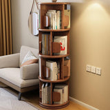 Modern Minimalist Solid Wood Round Cylinder Rotating Bookshelf – 2/3/4/5-Tier, Perfect for Home, Office, and Living Room