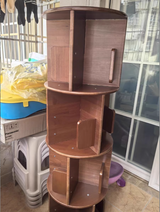 Modern Minimalist Solid Wood Round Cylinder Rotating Bookshelf – 2/3/4/5-Tier, Perfect for Home, Office, and Living Room