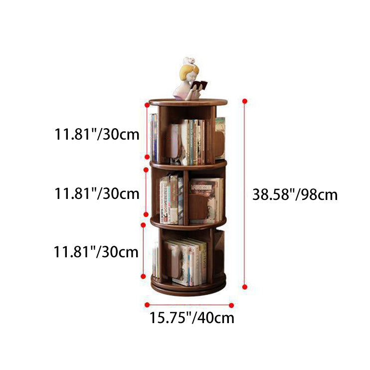 Modern Minimalist Solid Wood Round Cylinder Rotating Bookshelf – 2/3/4/5-Tier, Perfect for Home, Office, and Living Room