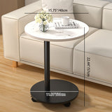 Modern Minimalist MDF & Stainless Steel Round Side Table with Built-In Mobility for Bedroom & Living Room