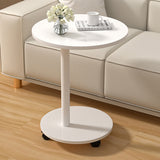 Modern Minimalist MDF & Stainless Steel Round Side Table with Built-In Mobility for Bedroom & Living Room