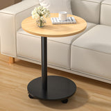 Modern Minimalist MDF & Stainless Steel Round Side Table with Built-In Mobility for Bedroom & Living Room