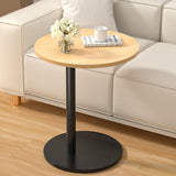 Modern Minimalist MDF & Stainless Steel Round Side Table with Built-In Mobility for Bedroom & Living Room
