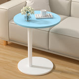 Modern Minimalist MDF & Stainless Steel Round Side Table with Built-In Mobility for Bedroom & Living Room