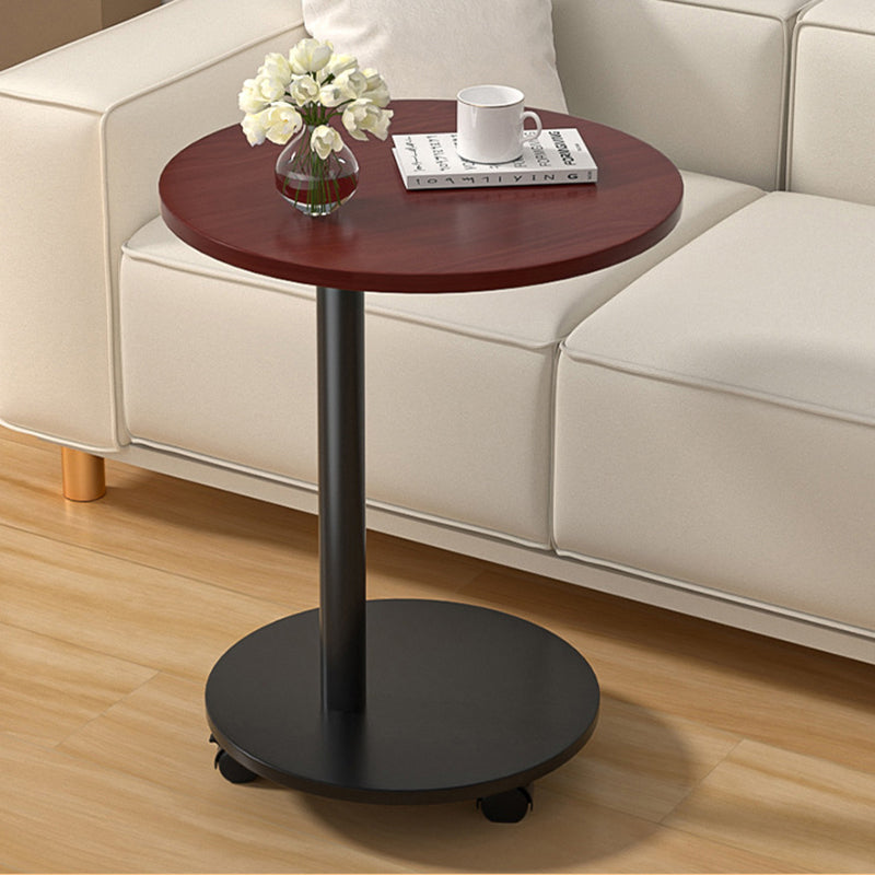 Modern Minimalist MDF & Stainless Steel Round Side Table with Built-In Mobility for Bedroom & Living Room