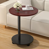 Modern Minimalist MDF & Stainless Steel Round Side Table with Built-In Mobility for Bedroom & Living Room