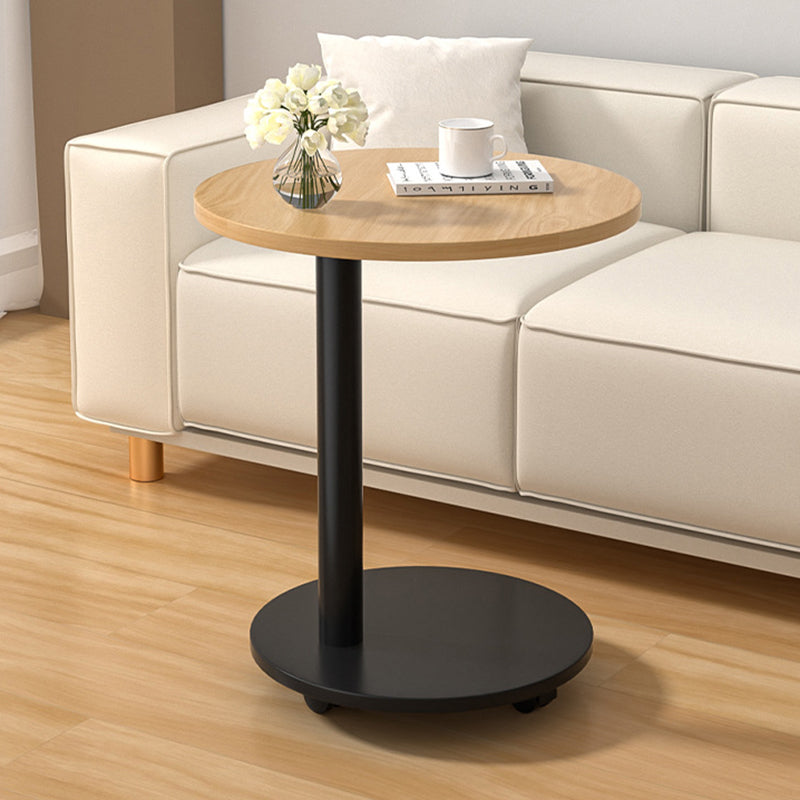 Modern Minimalist MDF & Stainless Steel Round Side Table with Built-In Mobility for Bedroom & Living Room