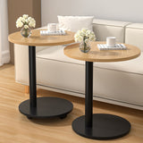 Modern Minimalist MDF & Stainless Steel Round Side Table with Built-In Mobility for Bedroom & Living Room