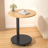 Modern Minimalist MDF & Stainless Steel Round Side Table with Built-In Mobility for Bedroom & Living Room