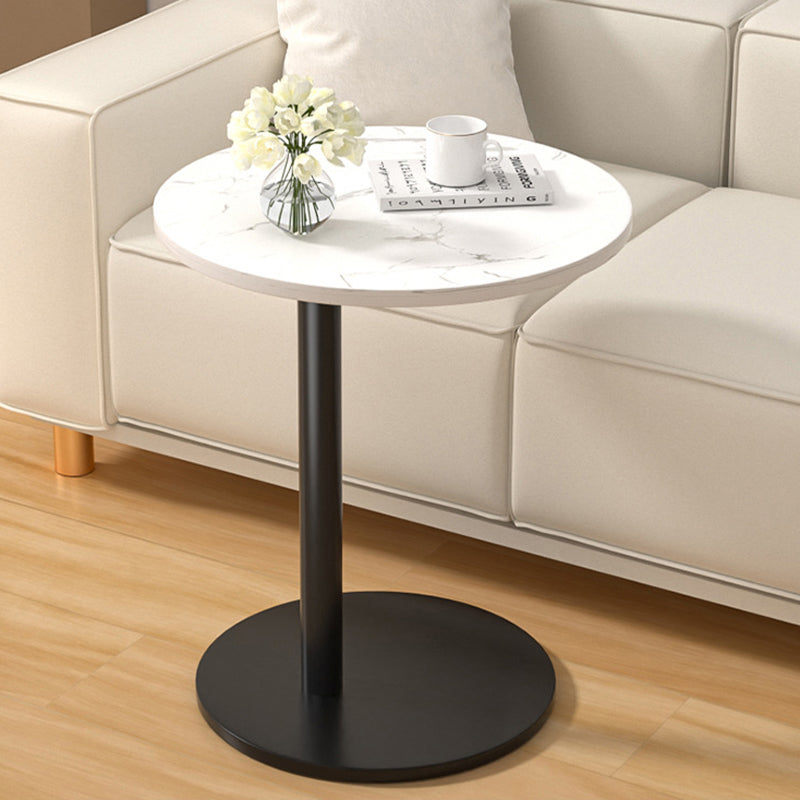 Modern Minimalist MDF & Stainless Steel Round Side Table with Built-In Mobility for Bedroom & Living Room