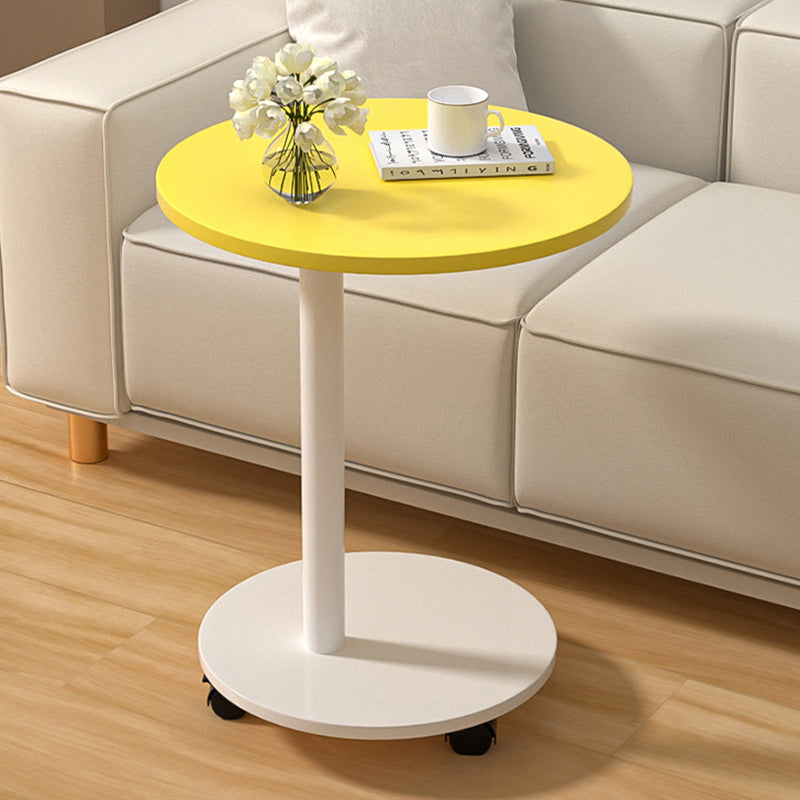 Modern Minimalist MDF & Stainless Steel Round Side Table with Built-In Mobility for Bedroom & Living Room