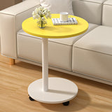 Modern Minimalist MDF & Stainless Steel Round Side Table with Built-In Mobility for Bedroom & Living Room