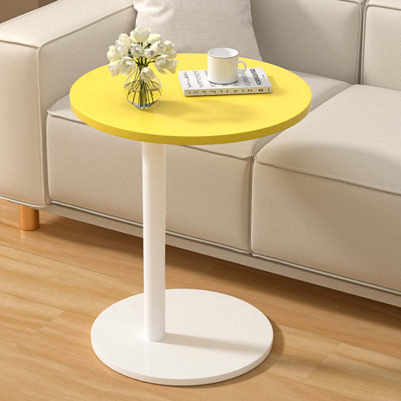 Modern Minimalist MDF & Stainless Steel Round Side Table with Built-In Mobility for Bedroom & Living Room