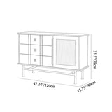 Contemporary Retro Rectangular Pine Wood Sideboard with 3 Drawers – Solid Wood, Boxwood & Multi-Layer Board, Stainless Steel & Glass Storage Cabinet for Living Room
