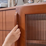 Contemporary Retro Rectangular Pine Wood Sideboard with 3 Drawers – Solid Wood, Boxwood & Multi-Layer Board, Stainless Steel & Glass Storage Cabinet for Living Room
