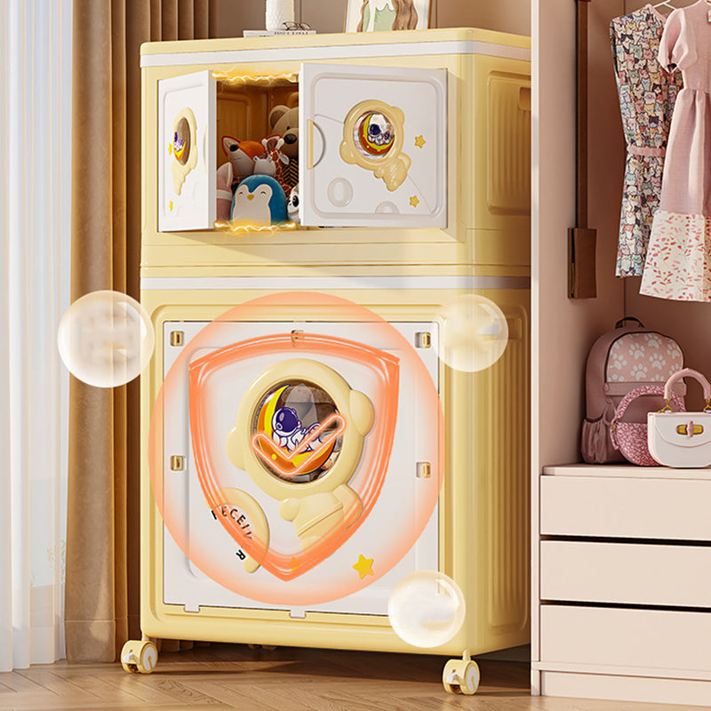 Modern Art Deco Cartoon Astronaut Rectangular PP Plastic Foldable Movable Storage Cabinet – 1-Cabinet for Bedroom