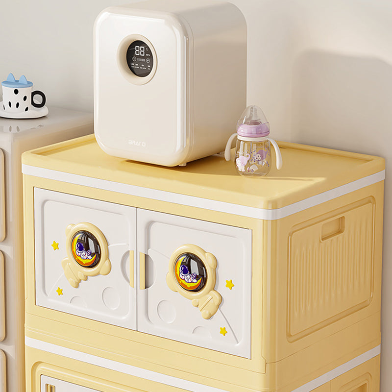 Modern Art Deco Cartoon Astronaut Rectangular PP Plastic Foldable Movable Storage Cabinet – 1-Cabinet for Bedroom