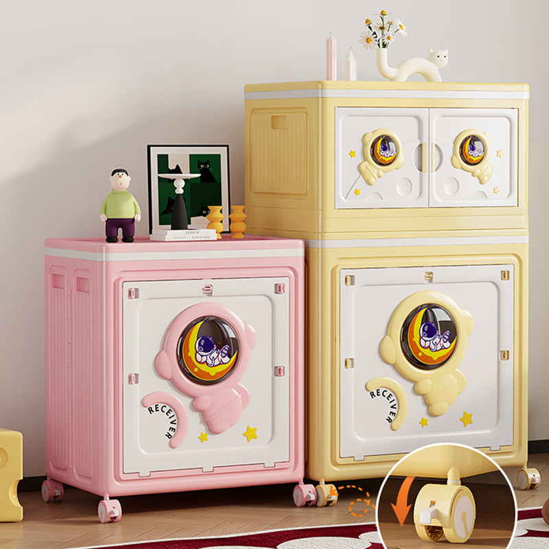 Modern Art Deco Cartoon Astronaut Rectangular PP Plastic Foldable Movable Storage Cabinet – 1-Cabinet for Bedroom