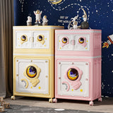 Modern Art Deco Cartoon Astronaut Rectangular PP Plastic Foldable Movable Storage Cabinet – 1-Cabinet for Bedroom