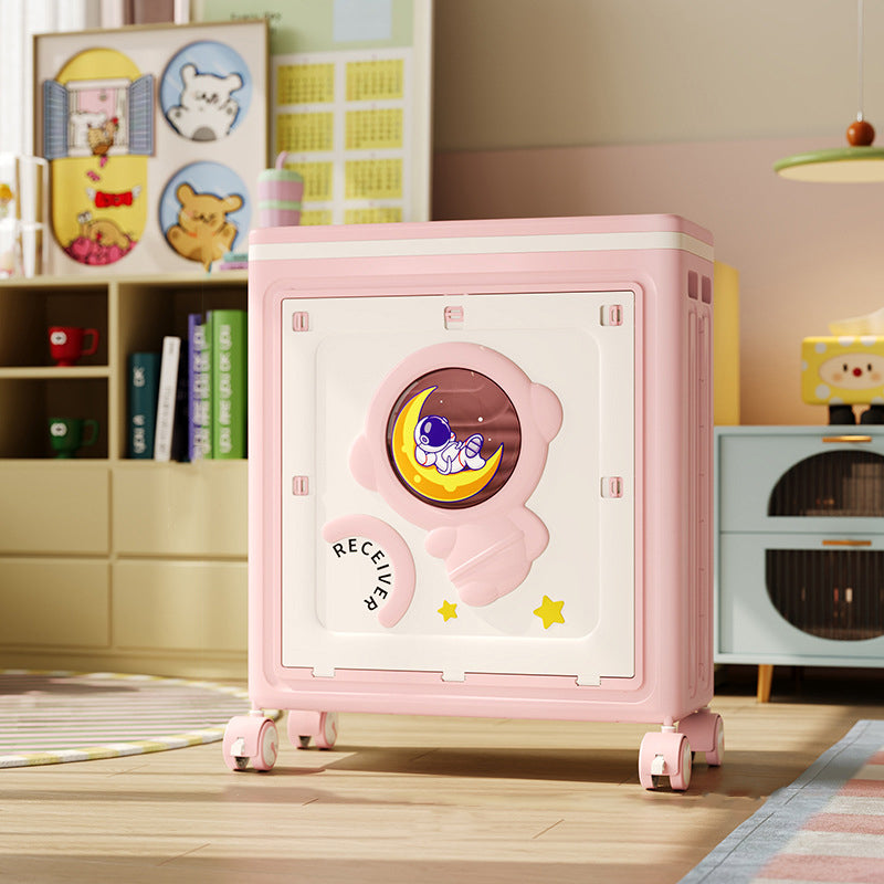 Modern Art Deco Cartoon Astronaut Rectangular PP Plastic Foldable Movable Storage Cabinet – 1-Cabinet for Bedroom