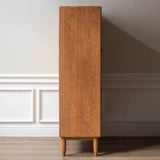 Traditional Japanese Rectangular Solid Pine Wood Sideboard with Glass-Front Storage, Multi-Layer Board Construction, 2 Drawers for Living Room & Dining Room