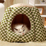 Contemporary Nordic Pineapple Crystal Flannelette PP Cotton Washable Dog & Cat Bed – One-Hole Entrance, Living Room Ready