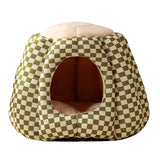 Contemporary Nordic Pineapple Crystal Flannelette PP Cotton Washable Dog & Cat Bed – One-Hole Entrance, Living Room Ready