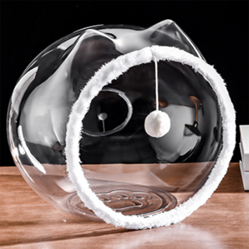 Modern Washable Square Cat Bed – Transparent, Ventilated Plastic Cat House with One Entrance for Living Room