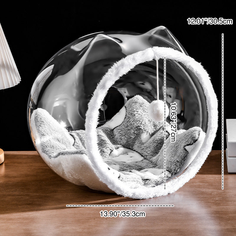 Modern Washable Square Cat Bed – Transparent, Ventilated Plastic Cat House with One Entrance for Living Room
